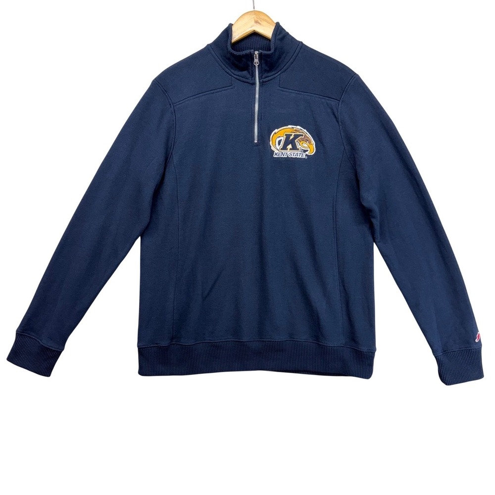 League Collegiate Outfitters Kent State Quarter Zip Navy Blue Sweatshirt Mens XL
